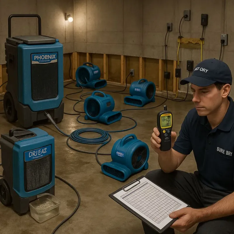 Structural Drying and Dehumidification process in Liberty, NC